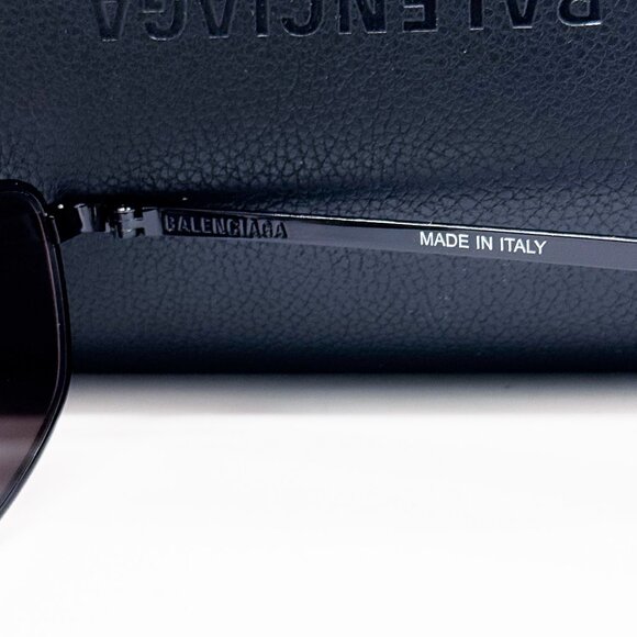 NEW BALENCIAGA BB0277S 001 SUNGLASSES UNISEX BLACK GREY OVAL EYEWEAR - Picture 13 of 14
